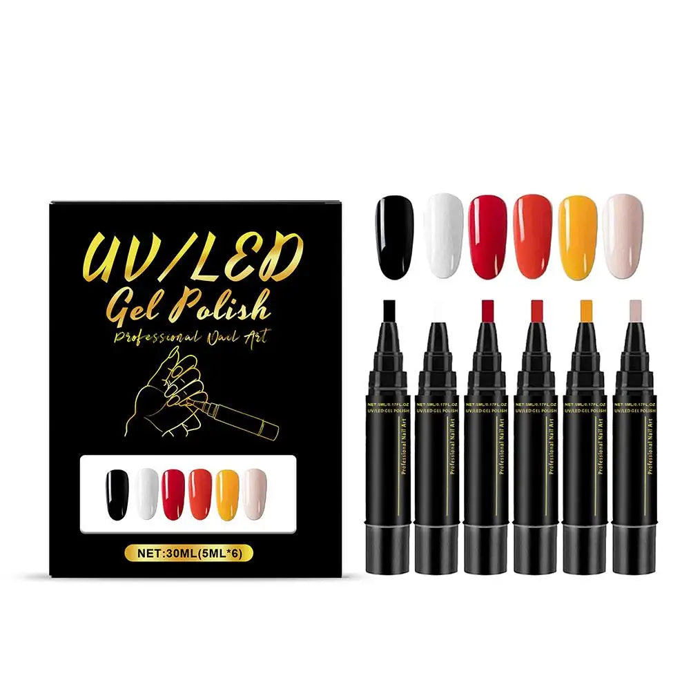 Multi color nail polish pen set 3-in-1 gel nail polish pen set quick drying nail polish pen DIY nail paint pen Quick-drying